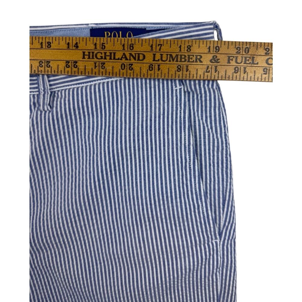 Polo Ralph Lauren Pants Blue White Seersucker Stretch Straight Fit Mens 38x31 - Picture 9 of 13